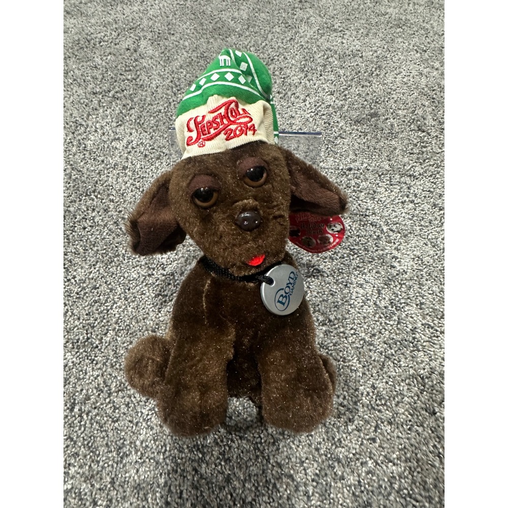 Pepsi-Cola 2014 Holiday Plush Dog Boyd Gaming Exclusive Brown Christmas Stuffed